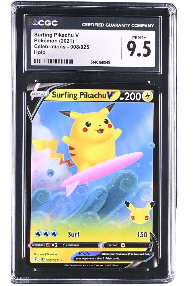 Surfing Pikachu V 008/025 Celebrations Holo CGC 9.5