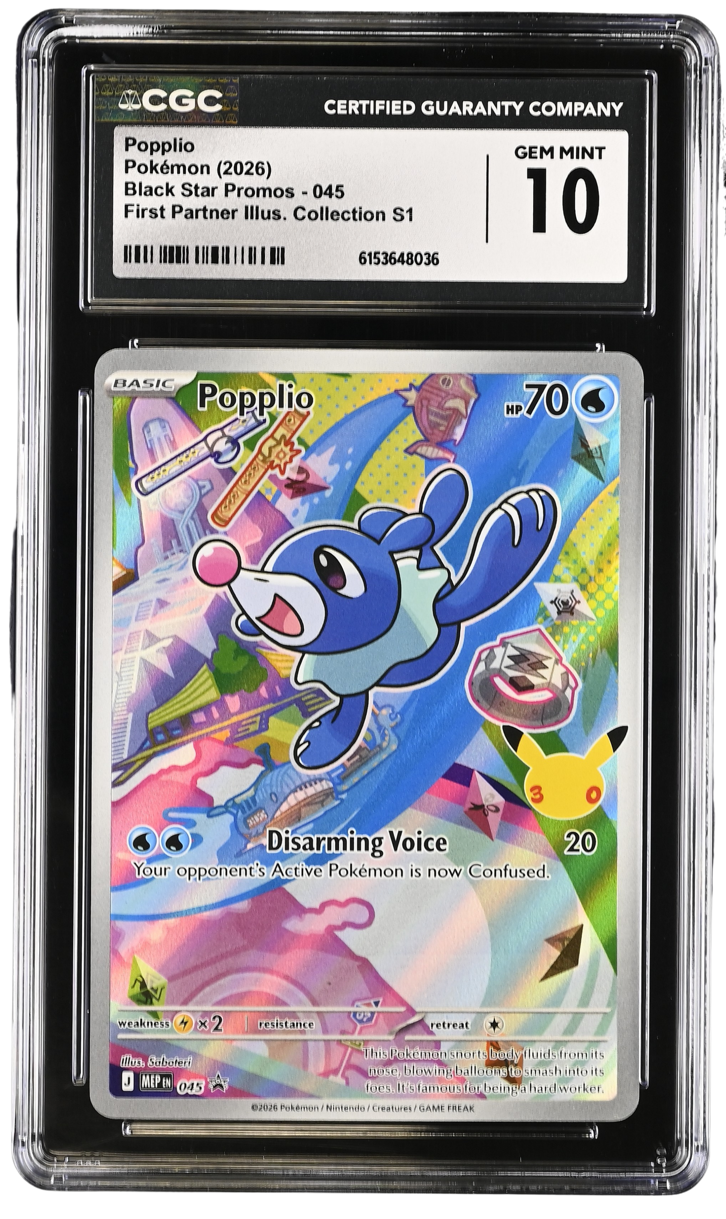 Popplio 045 Black Star Promo First Partner Illus. Collection S1 CGC 10