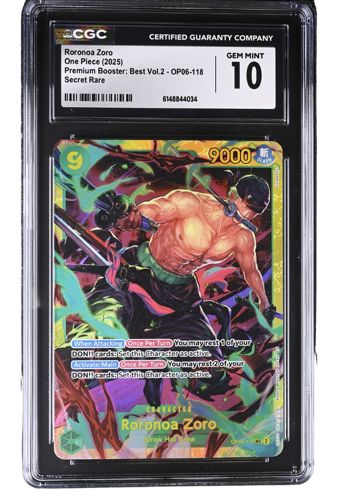 Roronoa Zoro Secret Rare OP06-118 Premium Booster: Best Vol.2 CGC 10