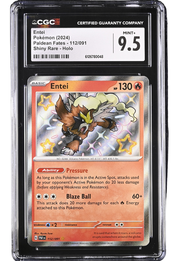 Entei 112/091 Paldean Fates Shiny Rare Holo CGC 9.5