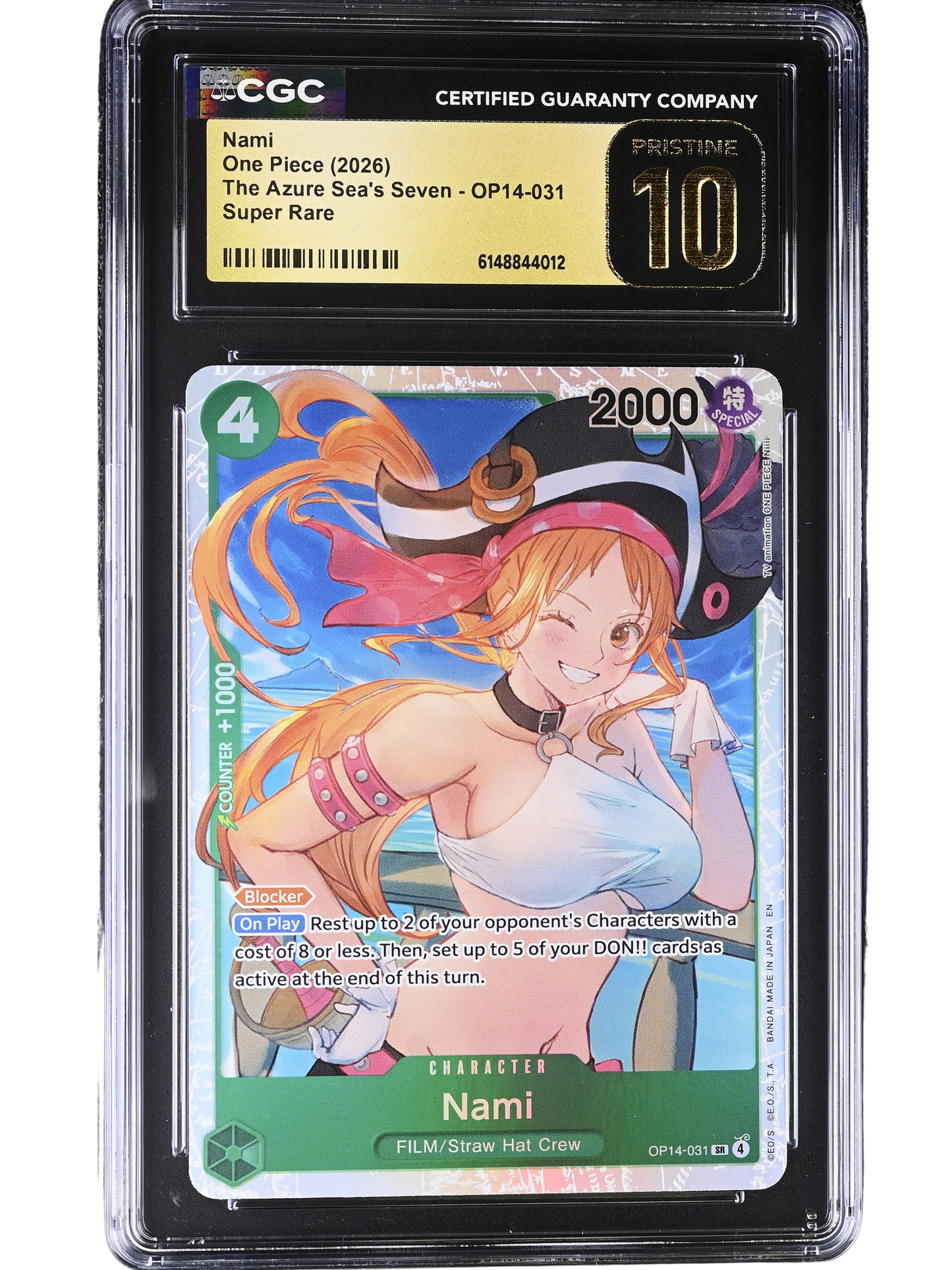 Nami Super Rare OP14-031 The Azure Sea's Seven CGC Pristine 10