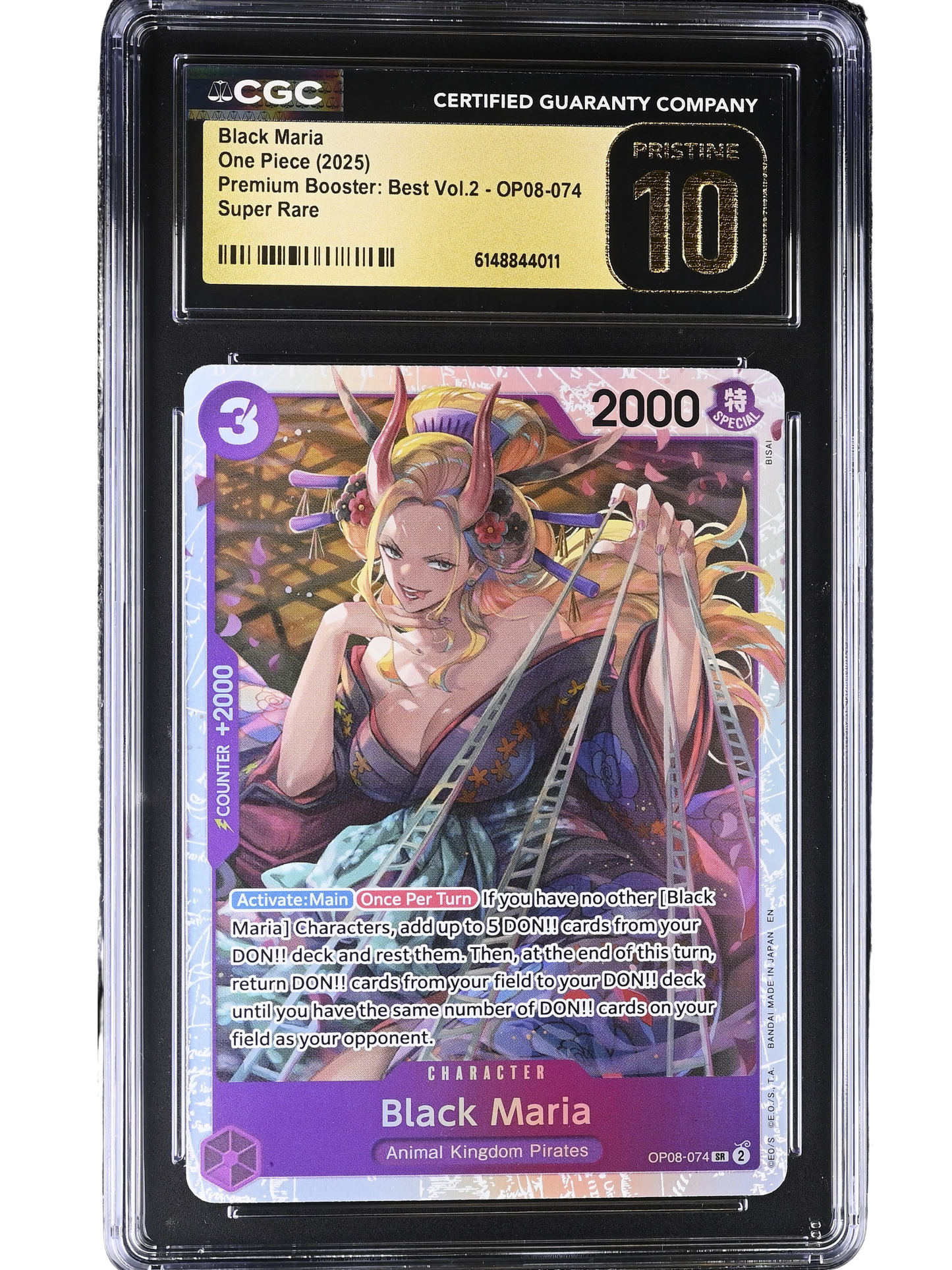 Black Maria Super Rare OP08-074 Premium Booster: Vol.2 CGC Pristine 10