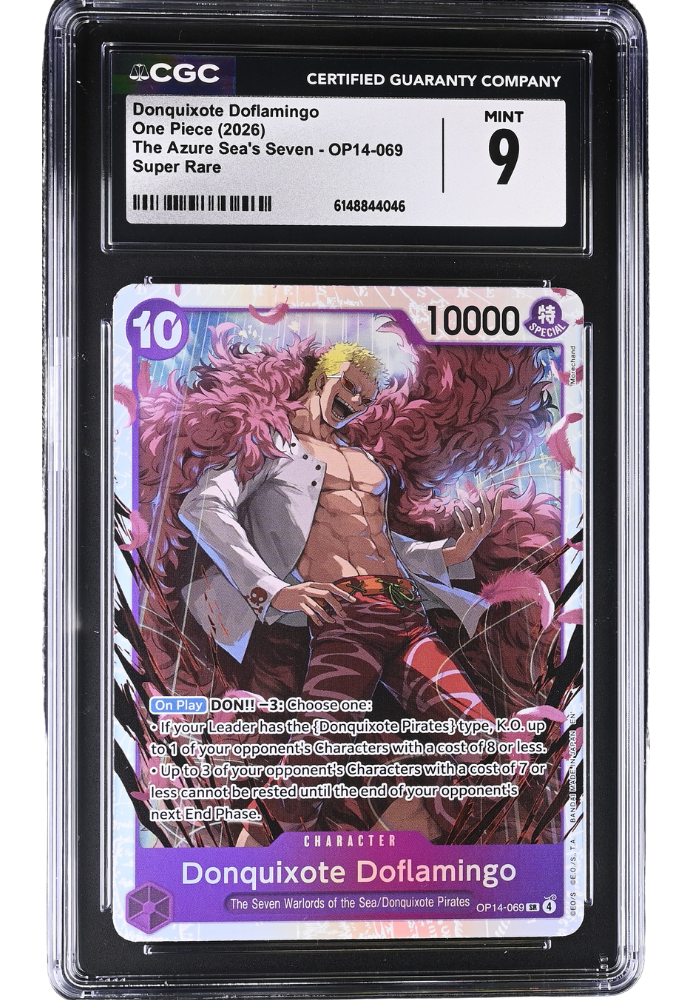 Donquixote Doflamingo OP14-069 The Azure Sea's Seven Super Rare Holo CGC 9