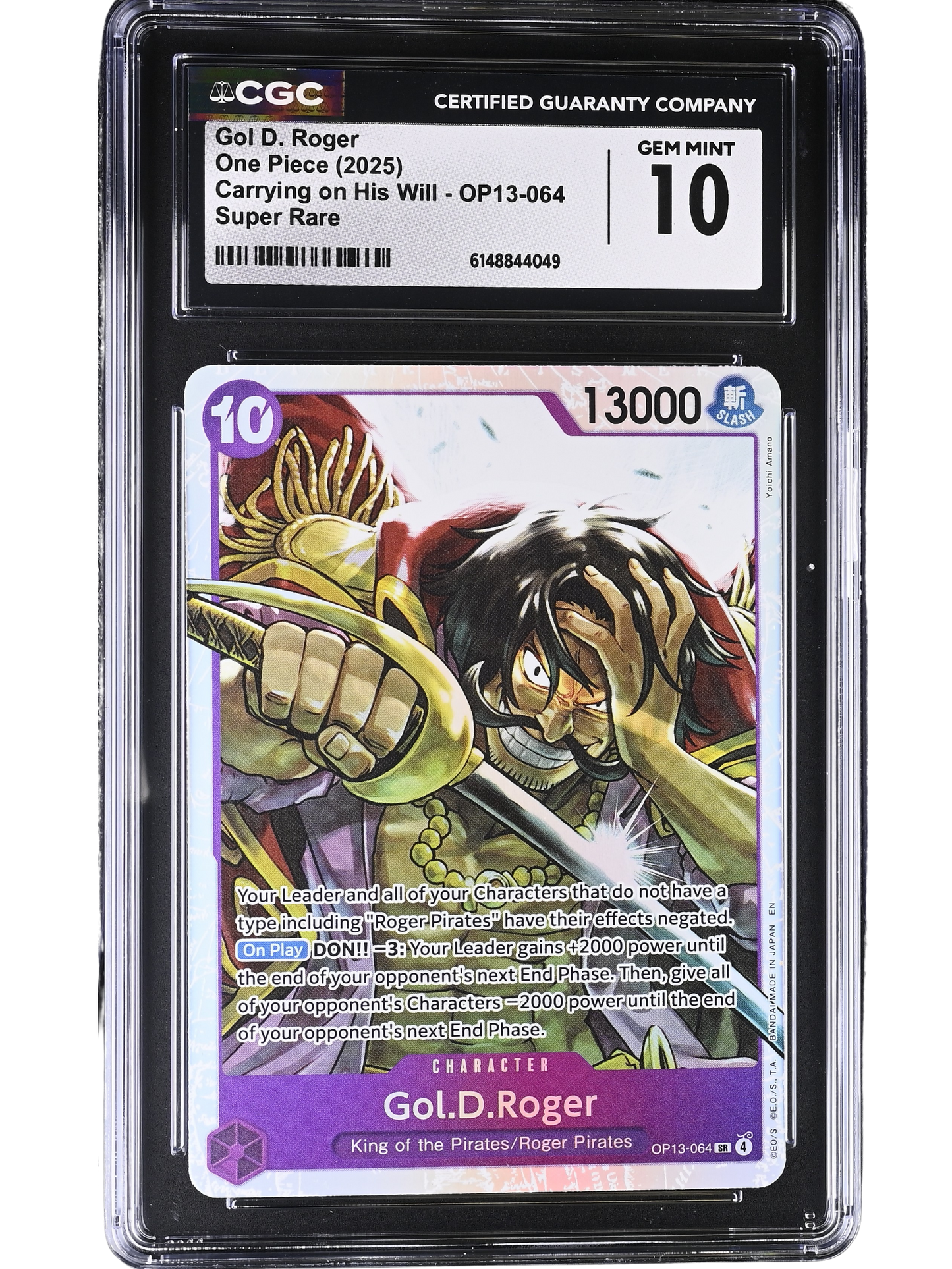 Gol D. Roger Super Rare OP13-064 Carrying On His Will CGC 10