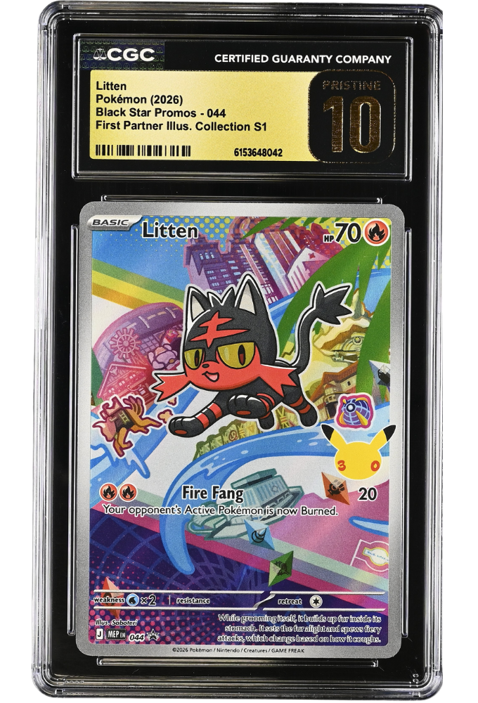 Litten 044 Black Star Promo First Partner Illus. Collection S1 Holo CGC Pristine 10