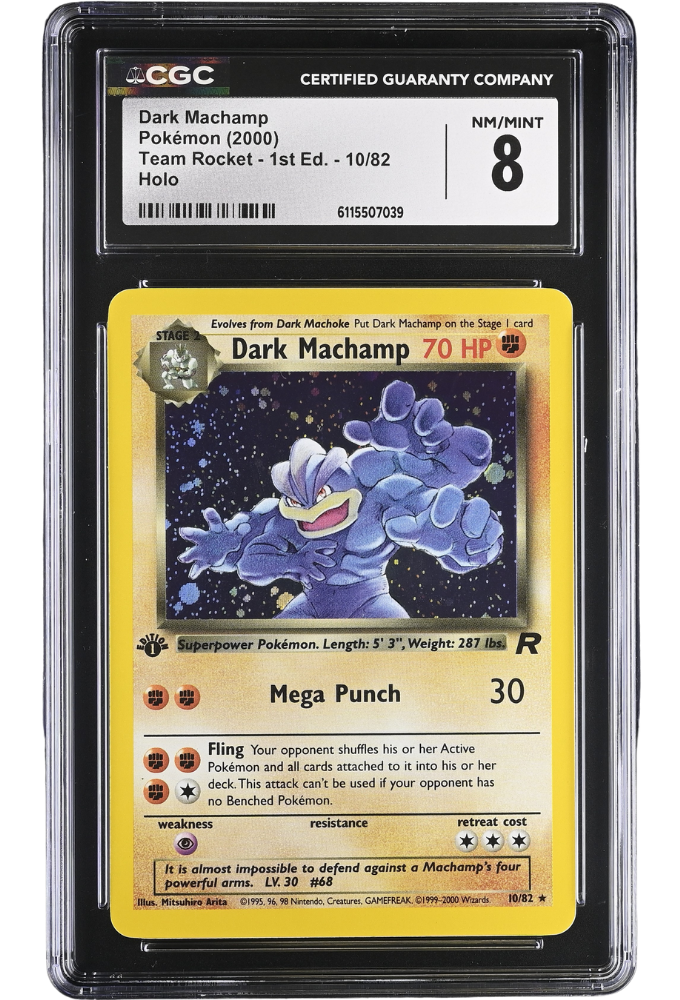 Dark Machamp 10/82 Team Rocket 1st Edition Rare Holo CGC 8