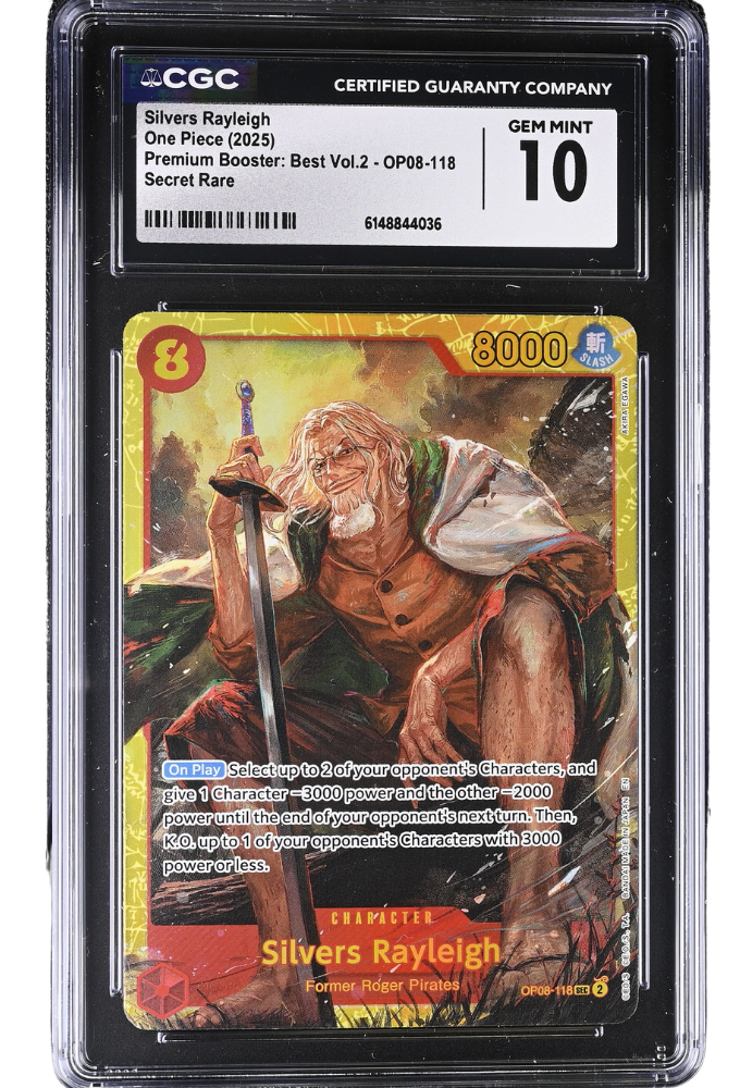 Silvers Raleigh OP08-118 Premium Booster: Best Vol.2 Secret Rare Holo CGC 10