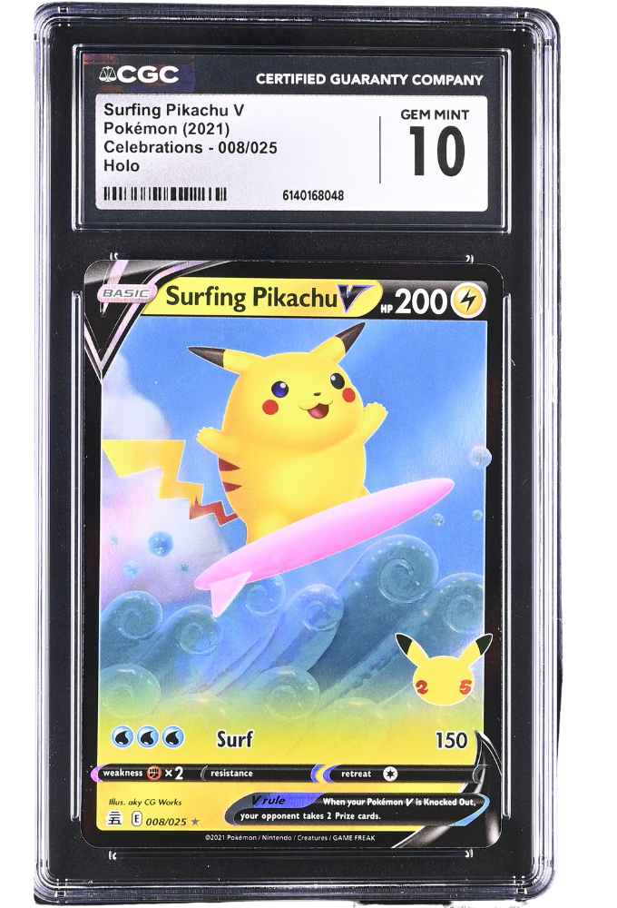Surfing Pikachu V 008/025 Celebrations Holo CGC 10