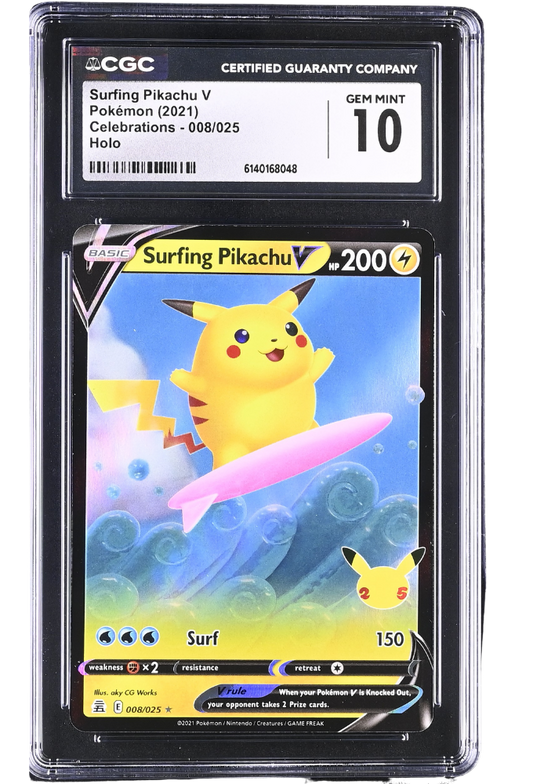 Surfing Pikachu V 008/025 Celebrations Holo CGC 10