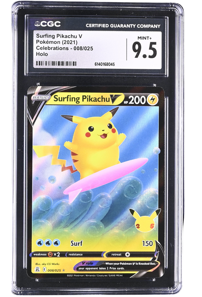 Surfing Pikachu V 008/025 Celebrations Holo CGC 9.5