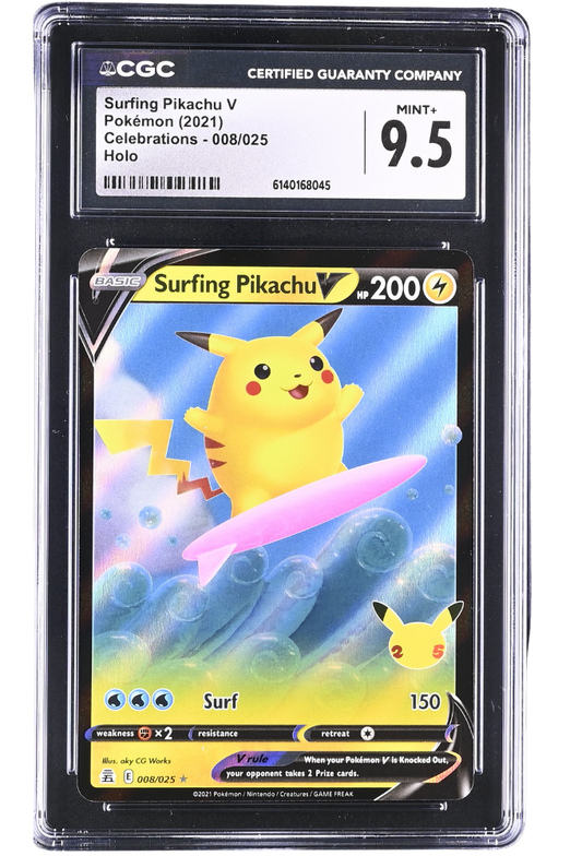 Surfing Pikachu V 008/025 Celebrations Holo CGC 9.5
