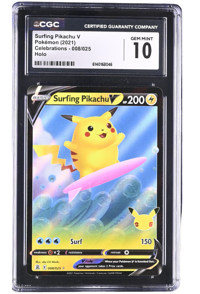 Surfing Pikachu V 008/025 Celebrations Holo CGC 10