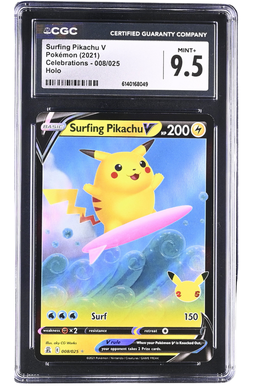 Surfing Pikachu V 008/025 Celebrations Holo CGC 9.5