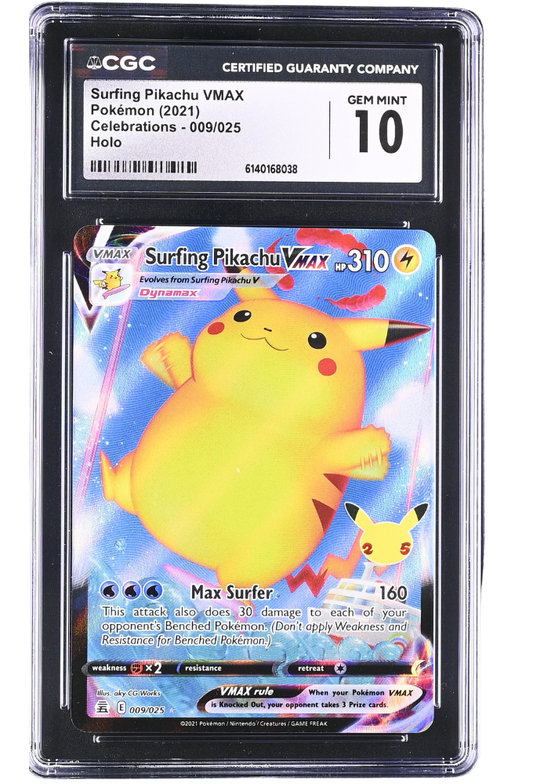 Surfing Pikachu Vmax 009/025 Celebrations Holo CGC 10