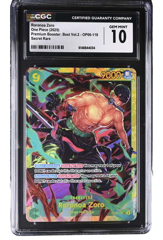 Roronoa Zoro Secret Rare OP06-118 Premium Booster: Best Vol.2 CGC 10