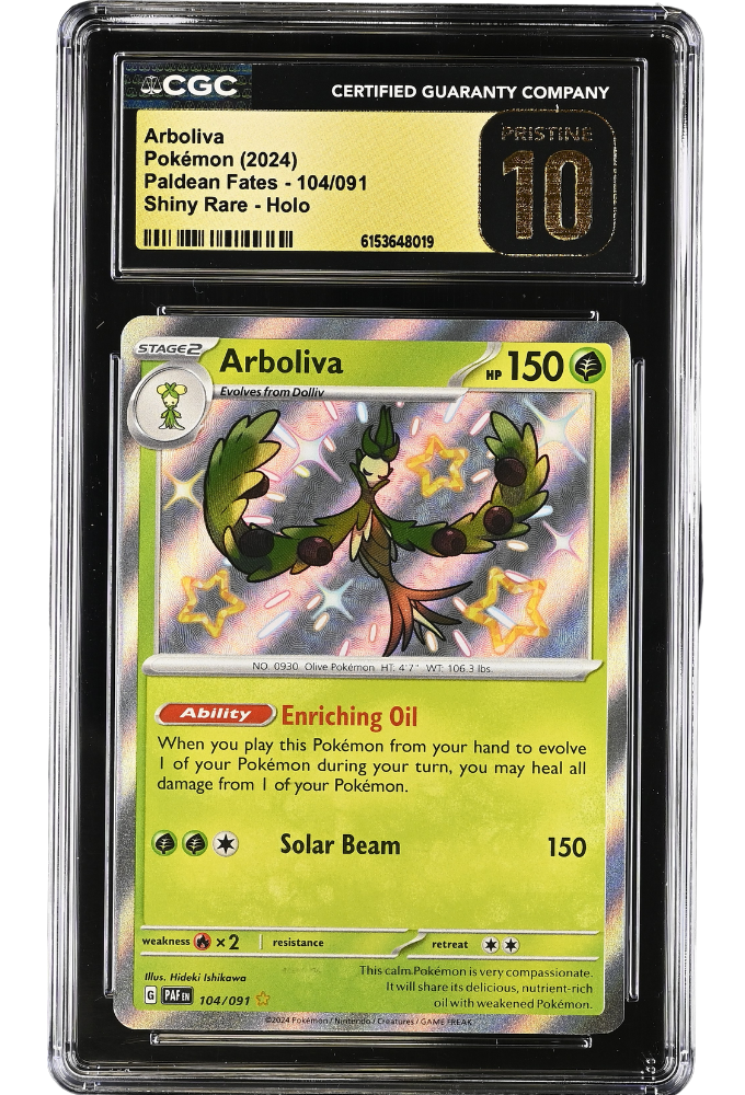 Arboliva 104/091 Paldean Fates Shiny Rare Holo CGC Pristine 10