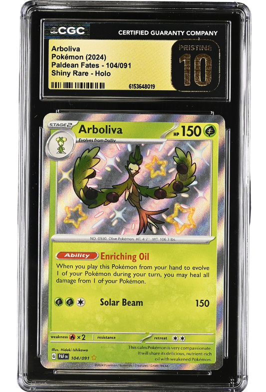 Arboliva 104/091 Paldean Fates Shiny Rare Holo CGC Pristine 10