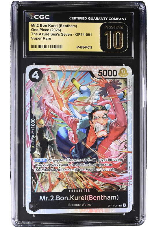 Mr.2 Bon Kurei (Bentham) OP14-091 The Azure Sea's Seven Super Rare Holo CGC Pristine 10