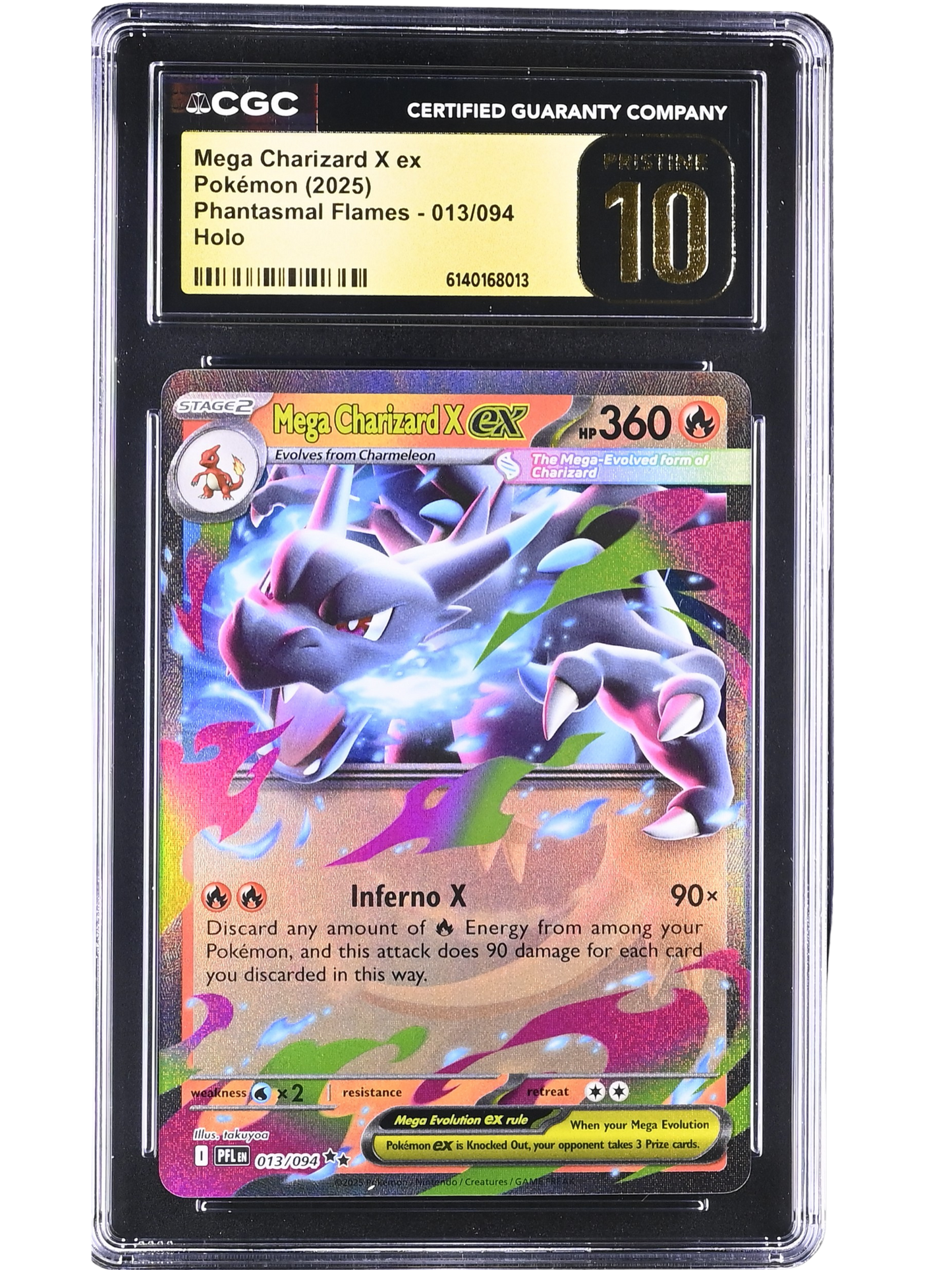 Mega Charizard X ex Holo 013/094 Phantasmal Flames CGC Pristine 10