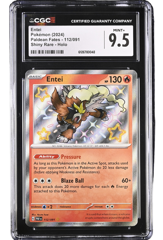 Entei 112/091 Paldean Fates Shiny Rare Holo CGC 9.5