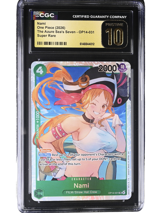Nami Super Rare OP14-031 The Azure Sea's Seven CGC Pristine 10
