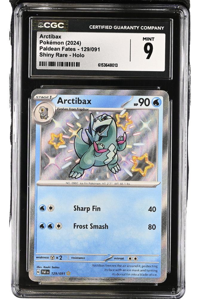 Arctibax 129/091 Paldean Fates Shiny Rare Holo CGC 9