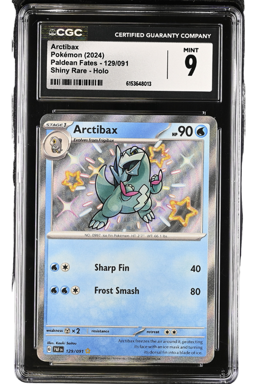 Arctibax 129/091 Paldean Fates Shiny Rare Holo CGC 9