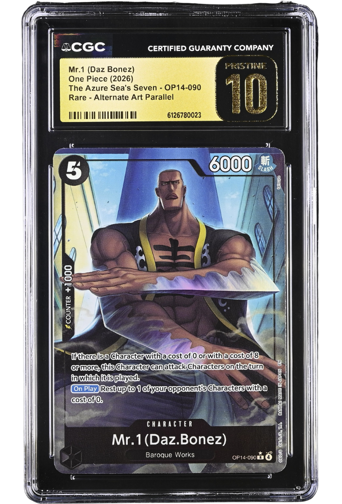 Mr.1 (Daz Bonez) OP14-090 Rare Alternate Art Holo The Azure Sea's Seven CGC Pristine 10