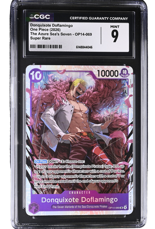 Donquixote Doflamingo OP14-069 The Azure Sea's Seven Super Rare Holo CGC 9