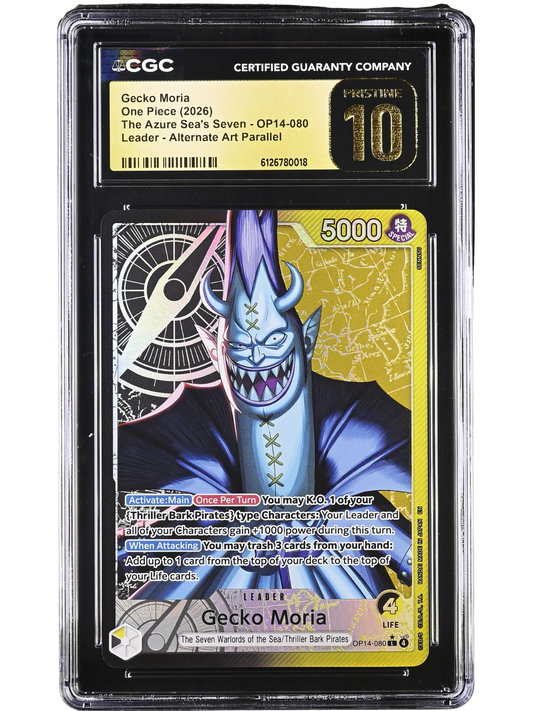 Gecko Moria Leader Alternate Art Parallel OP14-080 The Azure Sea's Seven CGC Pristine 10