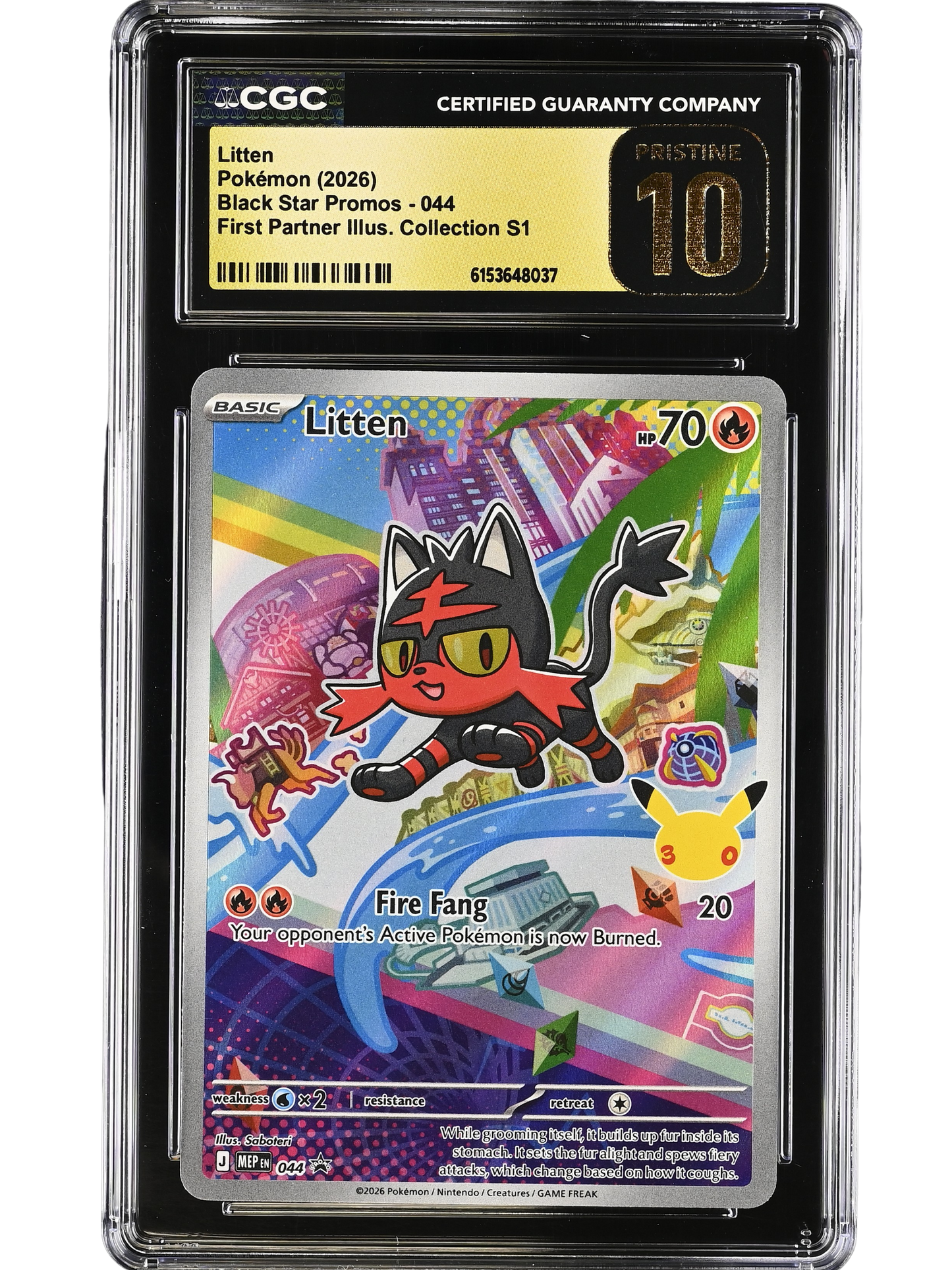 Litten #044 Black Star Promo First Partner Illustration Collection S1 CGC Pristine 10
