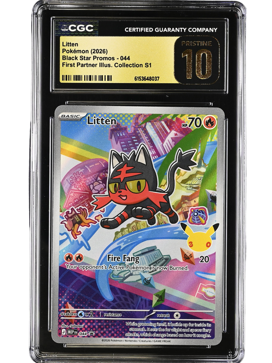 Litten #044 Black Star Promo First Partner Illustration Collection S1 CGC Pristine 10