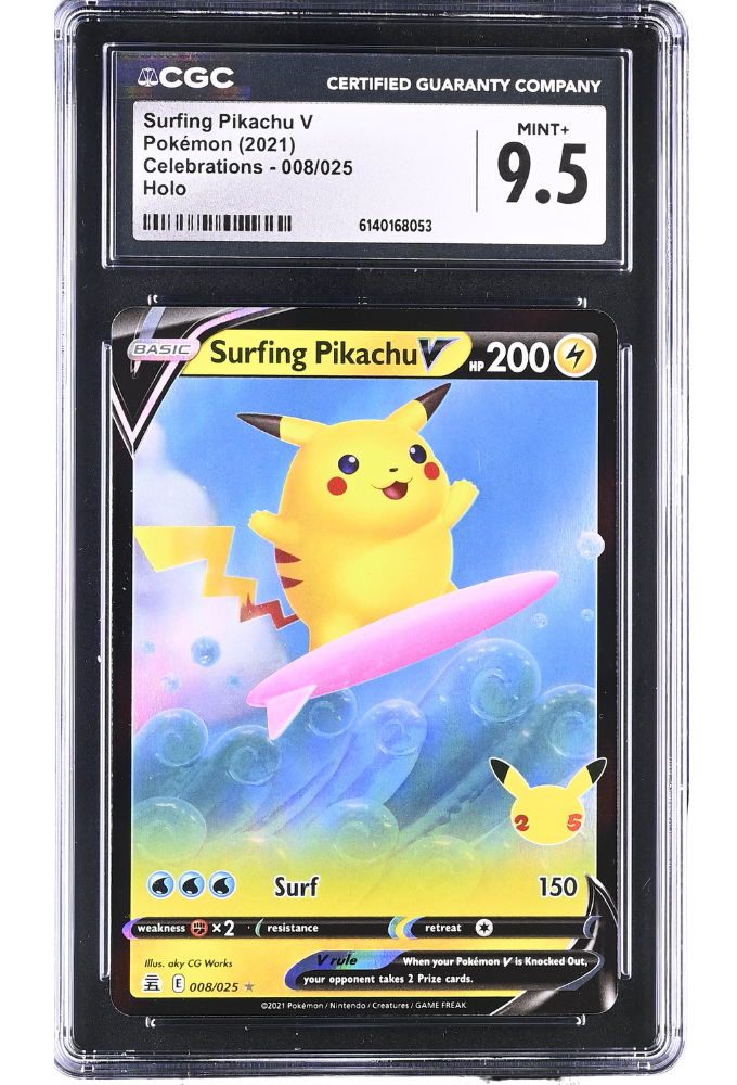 Surfing Pikachu V 008/025 Celebrations Holo CGC 9.5