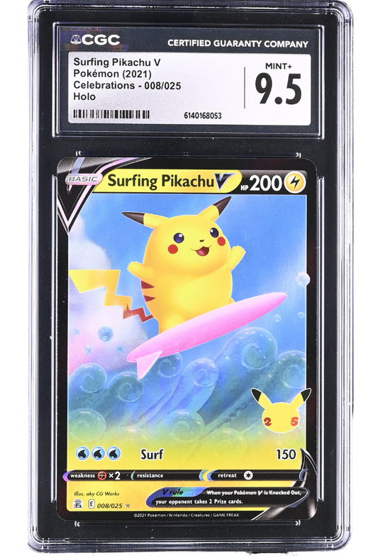 Surfing Pikachu V 008/025 Celebrations Holo CGC 9.5