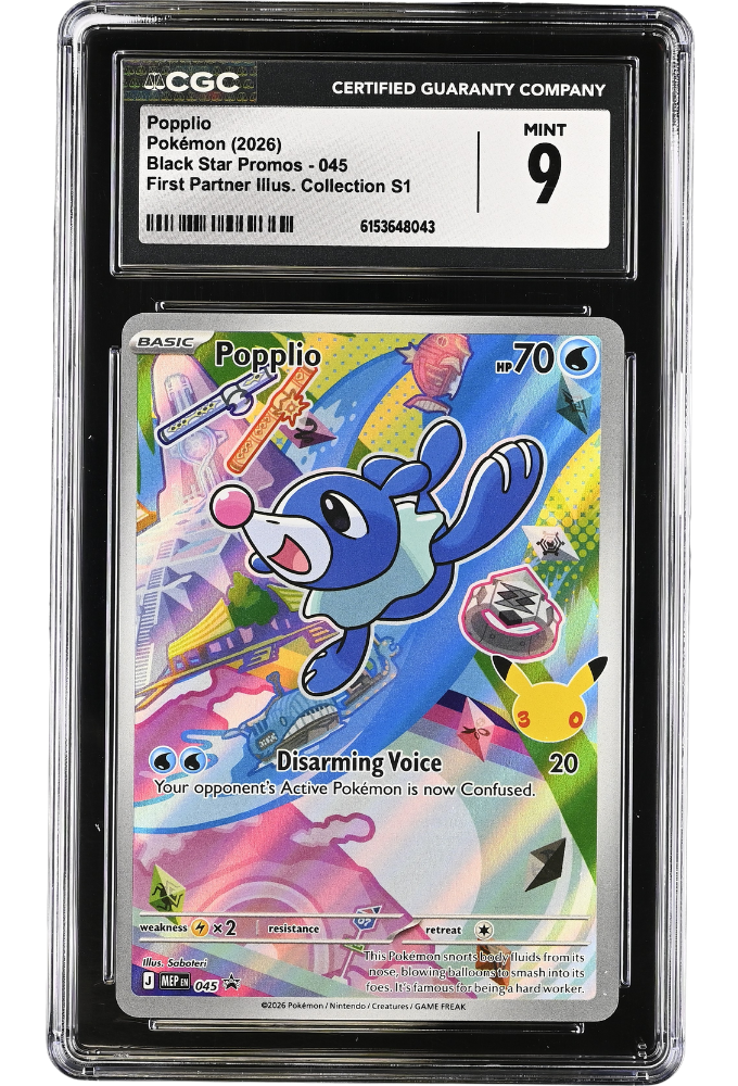Popplio 045 Black Star Promos First Partner Illus. Collection S1 Holo CGC 9
