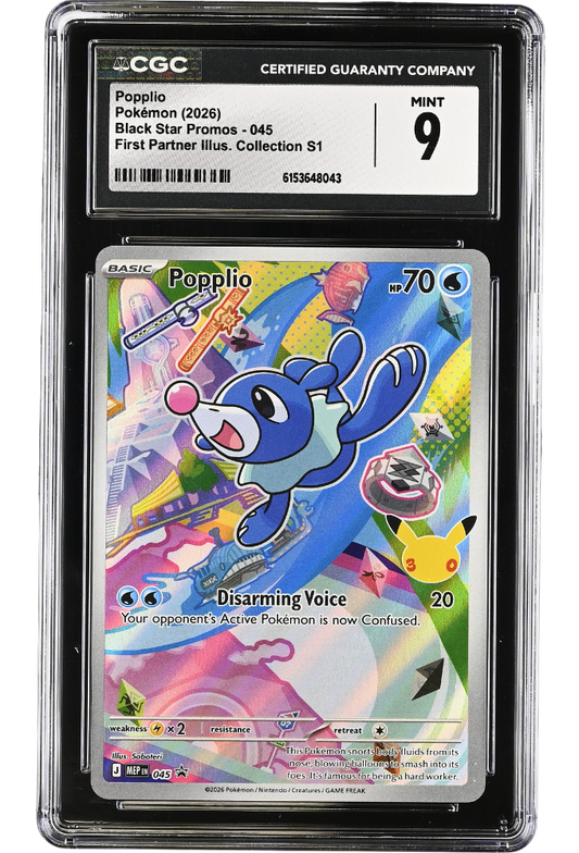 Popplio 045 Black Star Promos First Partner Illus. Collection S1 Holo CGC 9