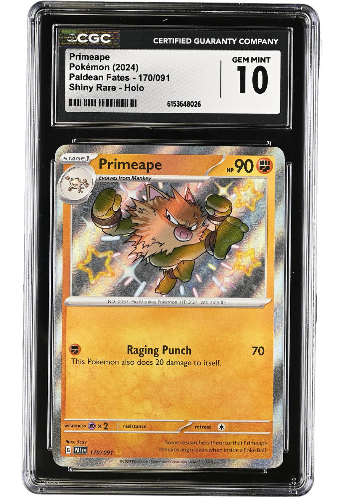 Primeape 170/091 Paldean Fates Shiny Rare Holo CGC 10