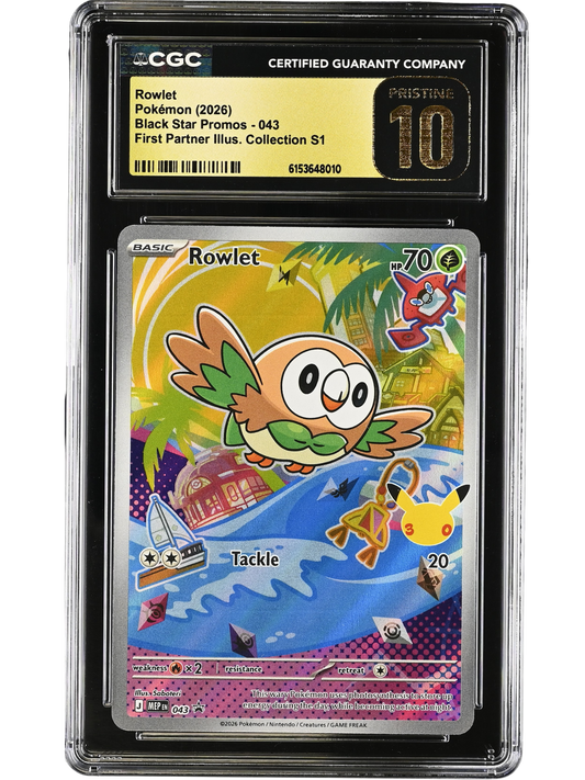 Rowlet #043 Black Star Promo First Partner Illustration Collection S1 CGC Pristine 10