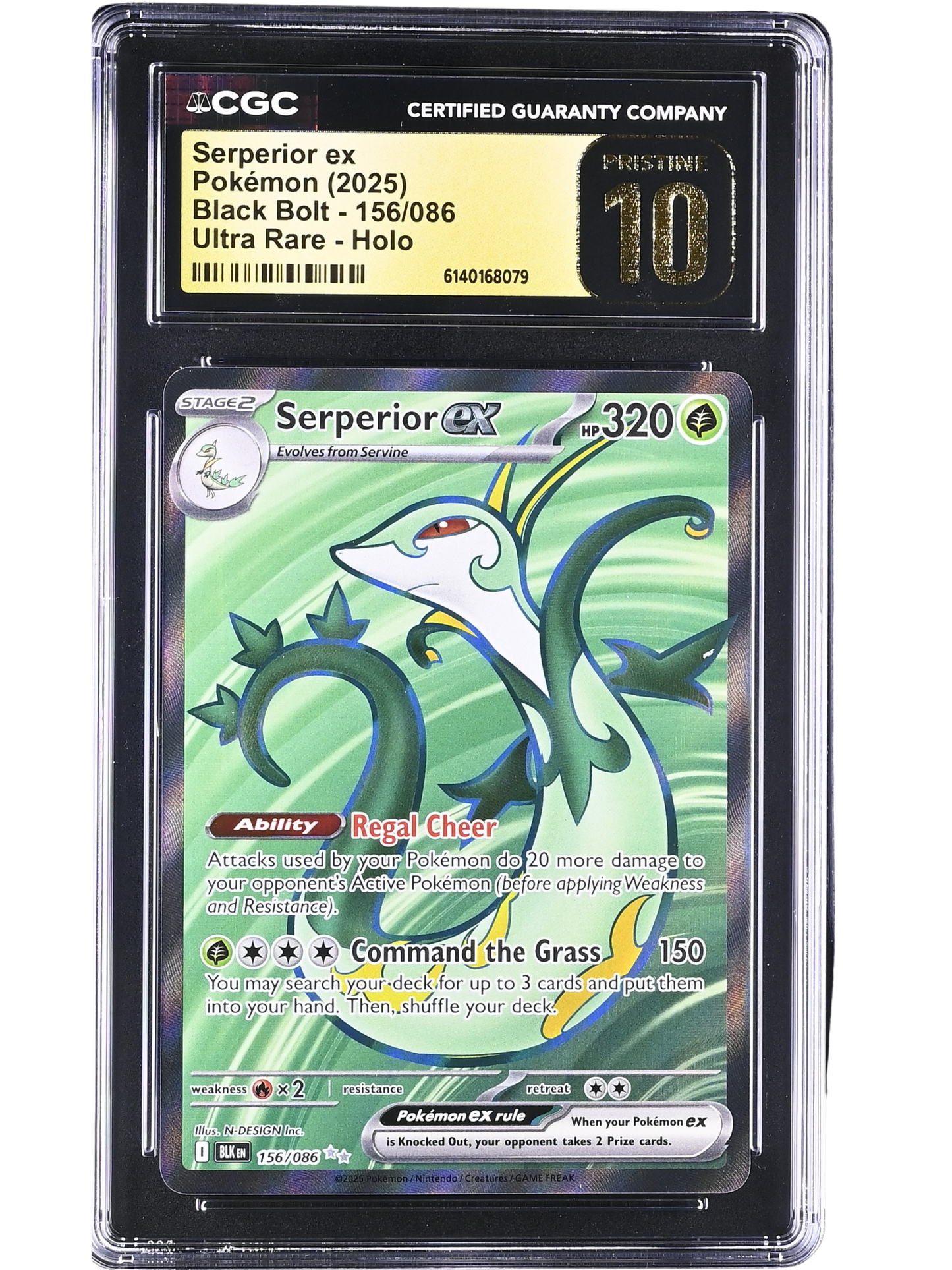 Serperior Ultra Rare Holo 156/086 Black Bolt CGC Pristine 10