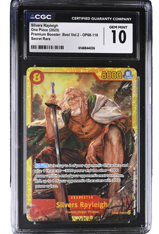 Silvers Raleigh OP08-118 Premium Booster: Best Vol.2 Secret Rare Holo CGC 10