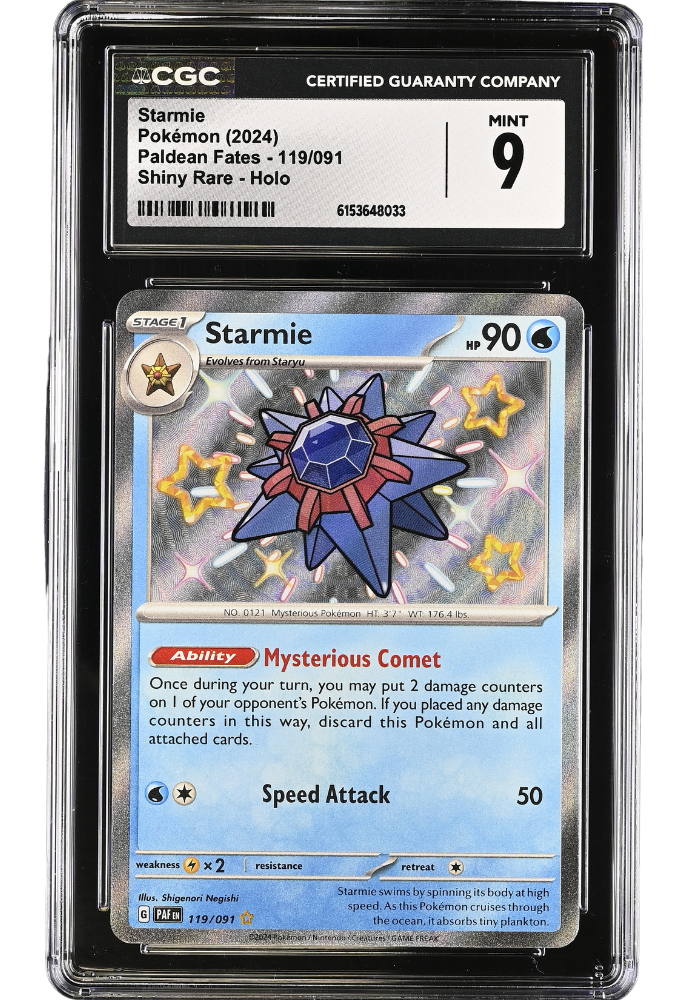 Starmie 119/091 Paldean Fates Shiny Rare Holo CGC 9