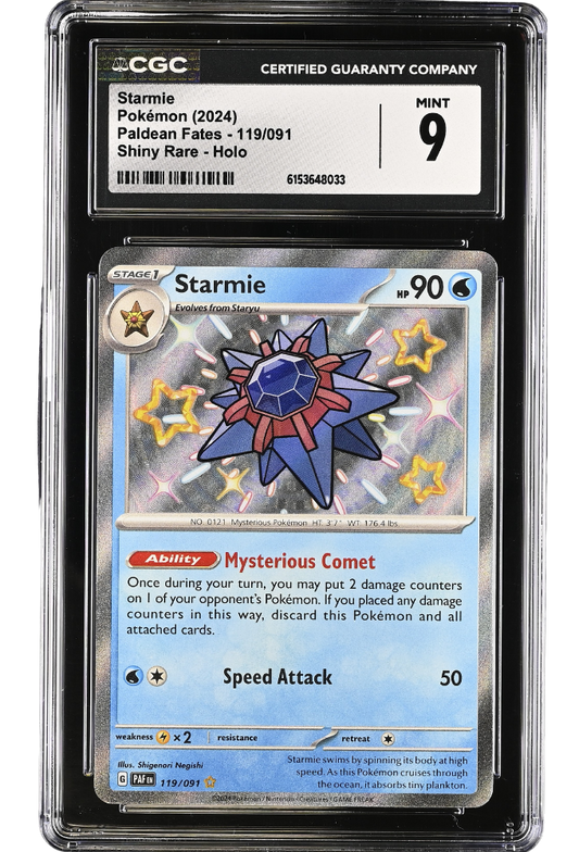Starmie 119/091 Paldean Fates Shiny Rare Holo CGC 9