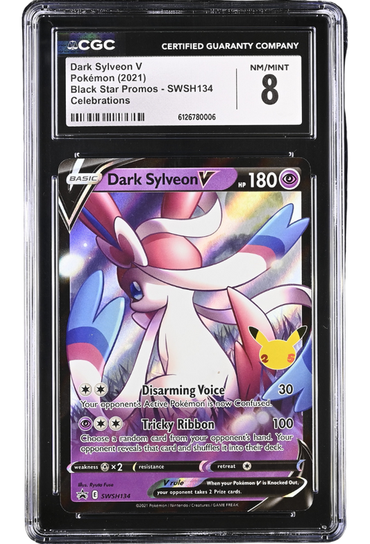 Dark Sylveon V SWSH134 Black Star Promos Celebrations Holo CGC 8