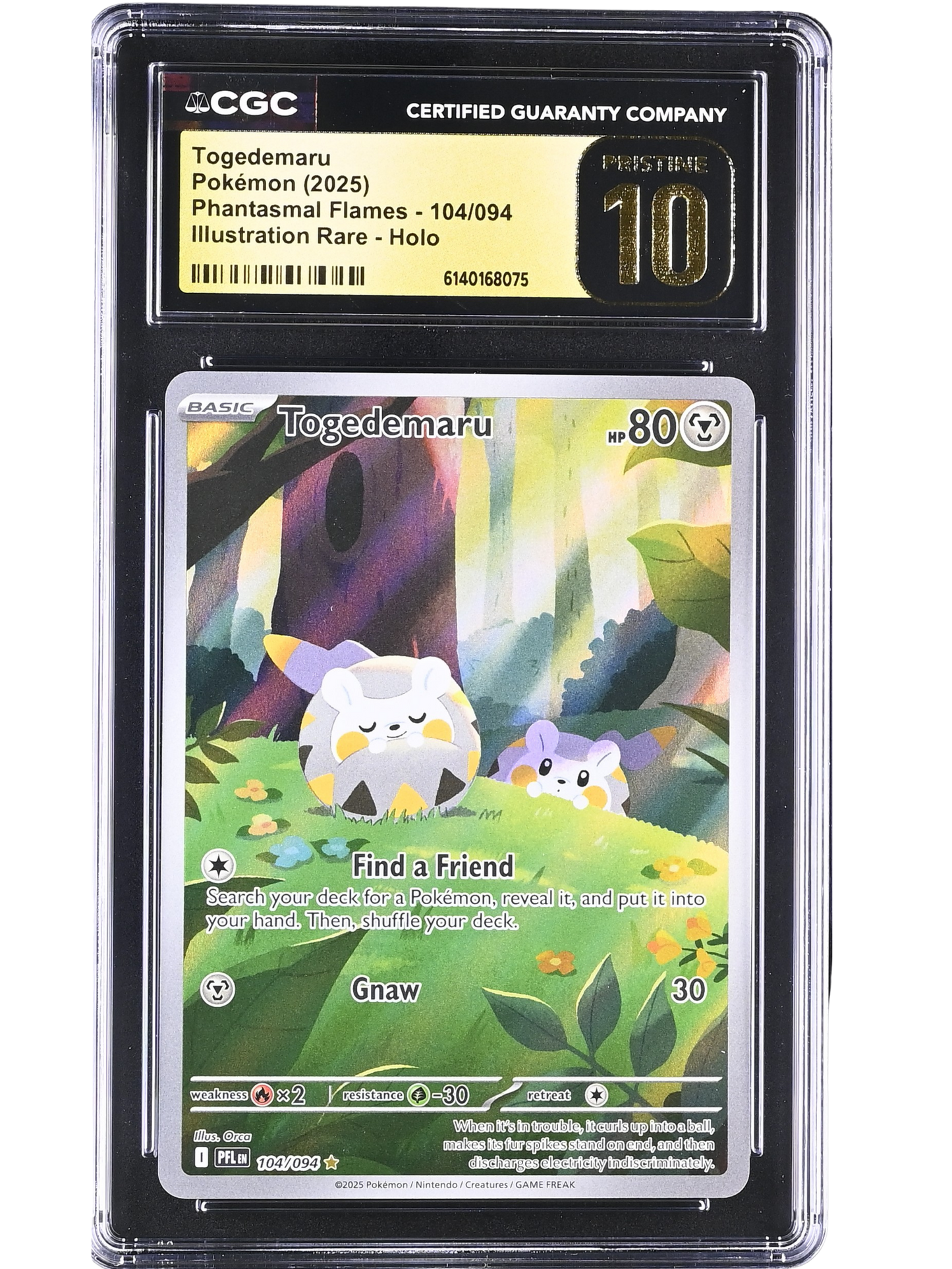 Togedemaru Illustration Rare Holo 104/094 Phantasmal Flames CGC Pristine 10